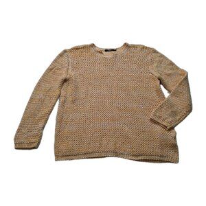 Bellina Sweater Womens XXL Yellow 3/4 Sleeve Italy Split Back Cotton Blend Boho